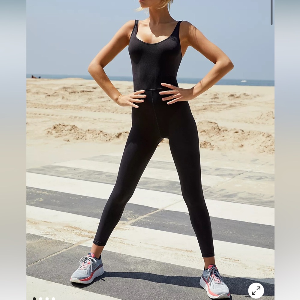 Free People Black Workout Onesie